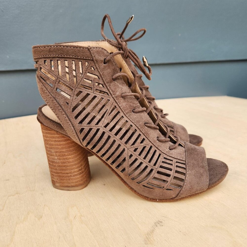 Sam Edelman Rocco Taupe Peep Toe Cut Out Booties - Size 6.5 M